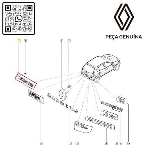 RN 549983-O 6001549983 EMBLEMA -RENAULT- DA TAMPA TRAS. LOGAN-SANDERO 4